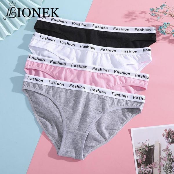

bionek fashion letter panties women briefs lingerie -xxxl plus size female underwear comfortable cotton underpants, Black;pink