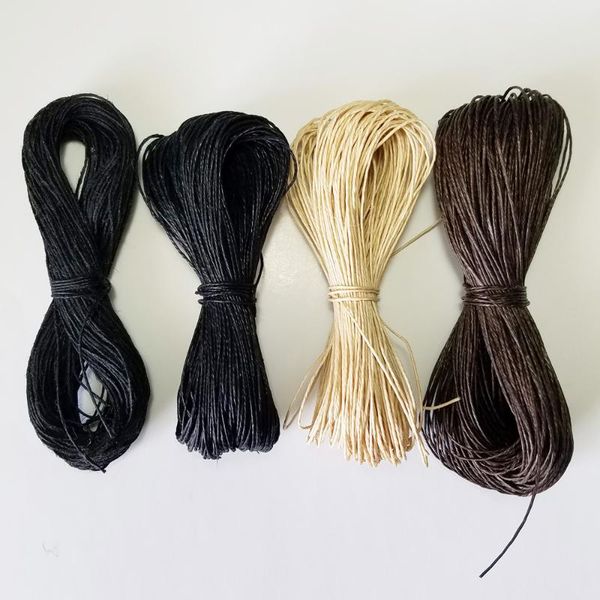 

yarn mixed 100% linen waxed thread rope 25m-50m/lot high tenacity waterproof cords for diy handmade, Black;white