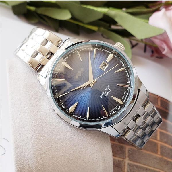 

have fun shopping2020 a+ imported movement fashion men's business trend stainless steel strap quartz watch, Slivery;brown
