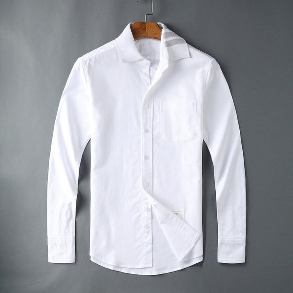 

2021 new 19ss men oxford classic grey striped fashion cotton casual shirts shirt pocket long-sleeves m 2xl #m53 zwd7, Black
