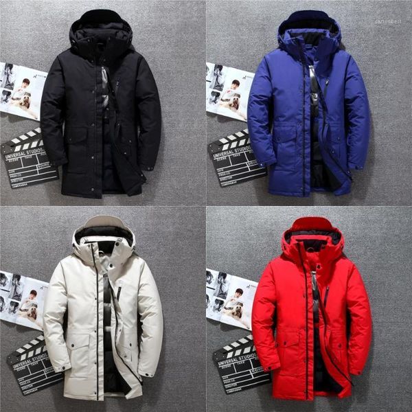 

men's down & parkas 2021 luxury winter warm mens 90% white duck sports outerwear mid-long ski outdoor hooded thicken jacket coat puffer, Black