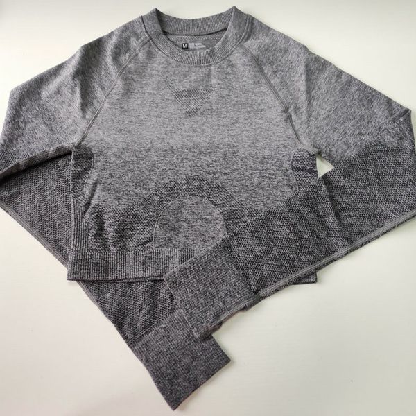 

2021 new ombre cropped seamless long sleeve crop workout shirts for sports gym women bdcb, Gray