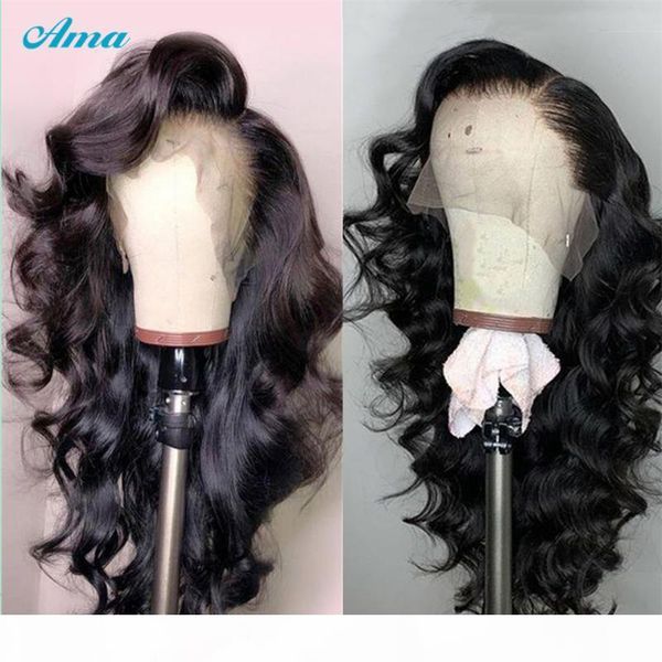 

loose wave lace front wig malaysian 13x4 13x6x1 hd transparent lace front human hair wigs for black women remy 4x4 closure wig, Black;brown
