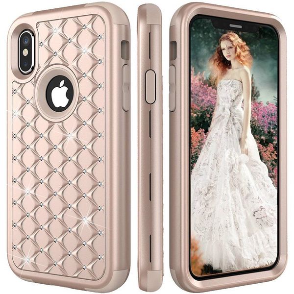 

for iphone xr case luxury rhinestone bling crystal glitter high impact resistant rugged hybrid armor defender case for iphone xr xs max