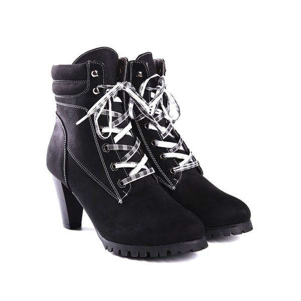 

new khakstyle women's for autumn winter, european and american fashion thick lace high-heeled boots pl0444 2vm8, Black