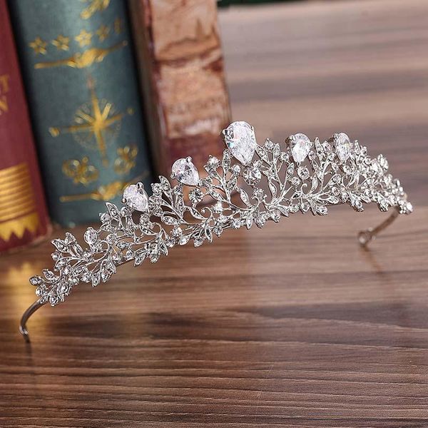 

hair clips & barrettes crystal rhinestone flower princess bride tiara crown alloy korean style women headdress wedding bridal diadem ornamen, Golden;silver