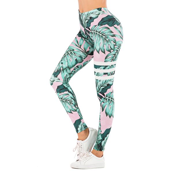 

womens leggings brand legging leaf printing fitness leggins fashion slim legins high waist leggings woman pants gym legging, Black;white