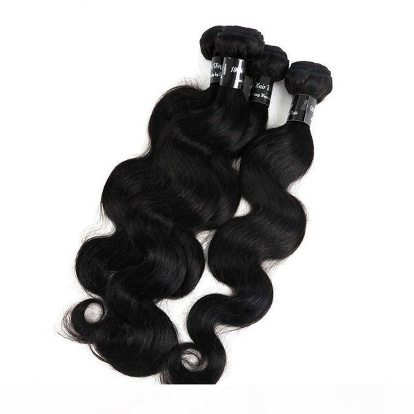 

brazilian hair virgin human hair weaves body wave wefts 8-34inch unprocessed peruvian malaysian indian dyeable human hair extensions, Black