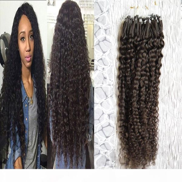 

brazilian virgin hair afro kinky curly micro loop human hair extensions natural color 100g kinky curly micro loop hair extensions, Black