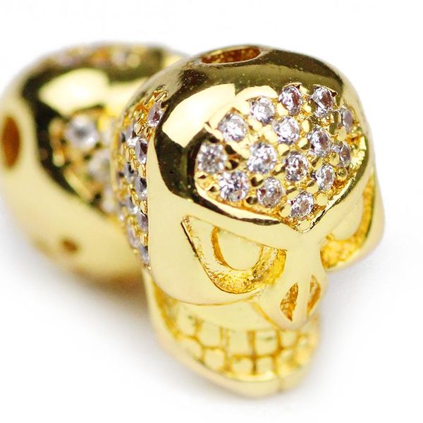

jnby 2pcs skull countant cleance spacer bears micro pave white cz подвески свободные бусины для ювелирных изделий браслет изготовления diy а, Bronze;silver
