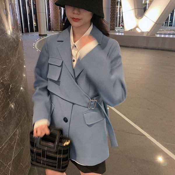 

[ewq] autumn spring jacket women suit coats preppy outwear casual turn down collar office wear work runway jackets blazer y201026, White;black