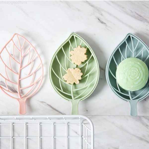 

lot double wall plastic leaf shape dishes tray holder storage soap rack plate box container for bath shower bathroom org