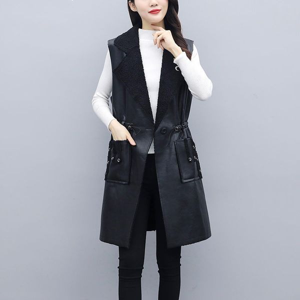 

autumn 2021 new retro female loose sewing wool vests sleeveless waistcoat vest plus size 5xl uo8j, Black;white