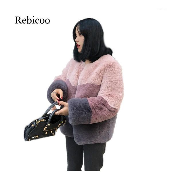 

fur coat female 2020 autumn and winter new imitation fur coat short tide color matching1, Black
