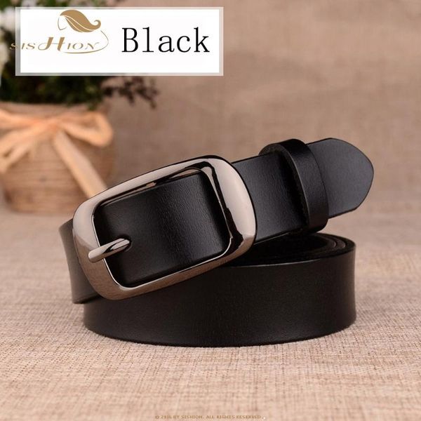 

sishion women's casual all-match women brief genuine leather belt women qy0172 pure color belts jeans belt, Black;brown
