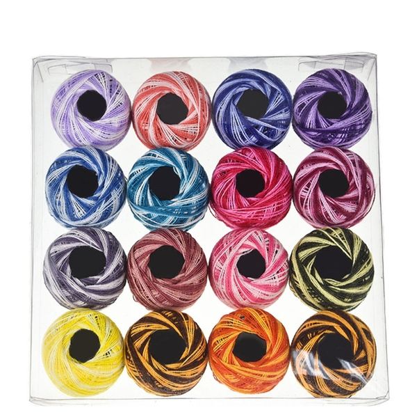 

16 цветов вязание крючком хлопчатобумажная пряжа шарики вышивки вышивки стрелки ручная вышивка вязальные нитки смешанные цвета шить нить h w