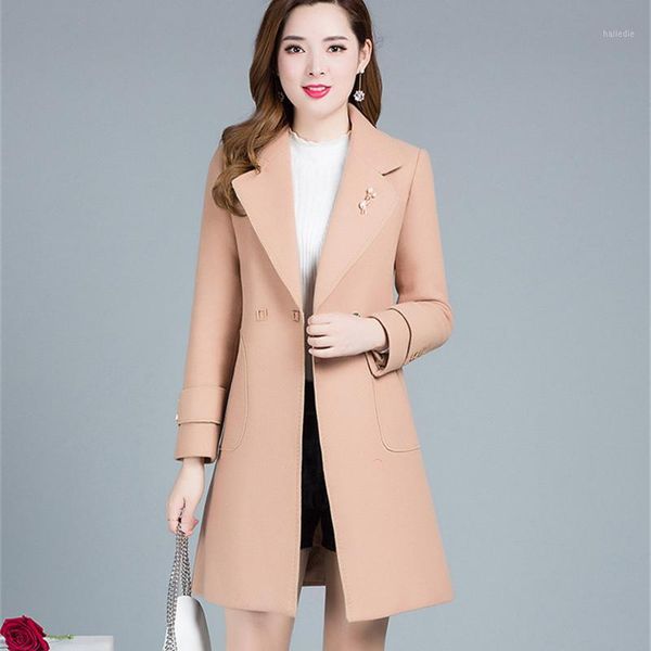 

plus size 3xl women winter wool long coat 2018 vintage elegant clothes fashion korean coat1, Black