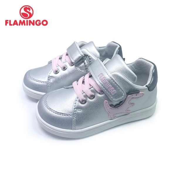 Flamingo Imprimir Primavera Genuine Leather Loop de Gancho Respirável Sapatilhas Ao Ar Livre para Menina Tamanho 22-27 Frete Grátis para 201pp-SW-1782 210308