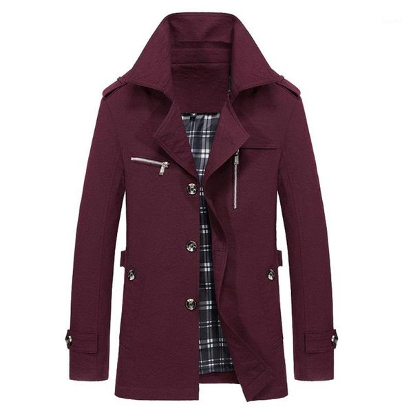 

ishowtienda trench coat men 2018 windbreaker long coat men turn dwon collar button fashion red trench jacket manteau homme1, Tan;black