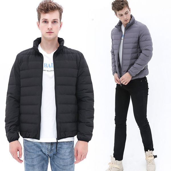 

2020 down jacket autumn and new men's stand collar short thin lightweight youth winter large casual coat, Black;brown