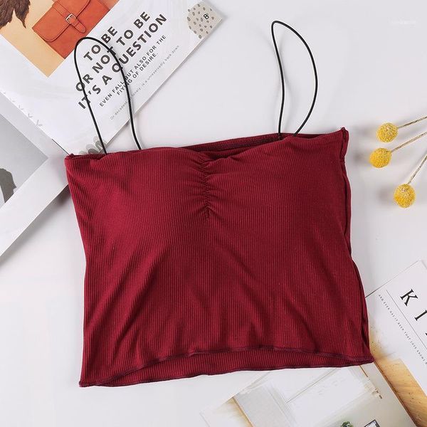 

women camisole summer crop padded tank padded lingerie modal thin strap tube 11, Black;white