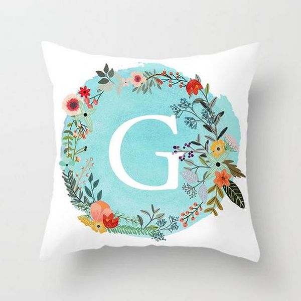 

fuwatacchi a z письмо подушка крышка синий цветочный мягкий бросок подушка для подушки декоративный диван наволочка наволочка swy wmteit