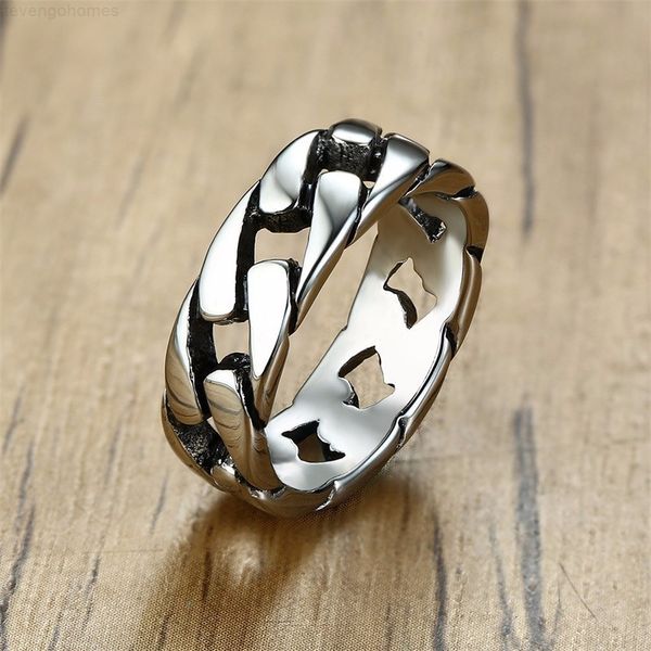

bands for 7mm men men's stainless steel hollow link chain ring, Silver