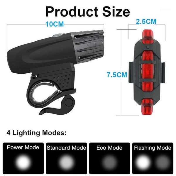 

usb rechargeable led bike headlight or cycle bicycle front back rear tail light whshopping1