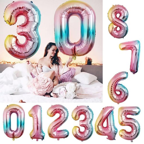 

qifu с днем ​​рождения воздушный шар розовый золотой баллон день рождения декор декор детей взрослый номер гелий балун свадебный воздушный ш