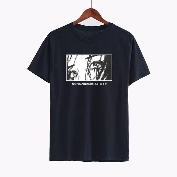 

fashionshow hjn are you afraid of the dark japanese t-shirt harajuku style aesthetic anime tee hipsters grunge top, White;black