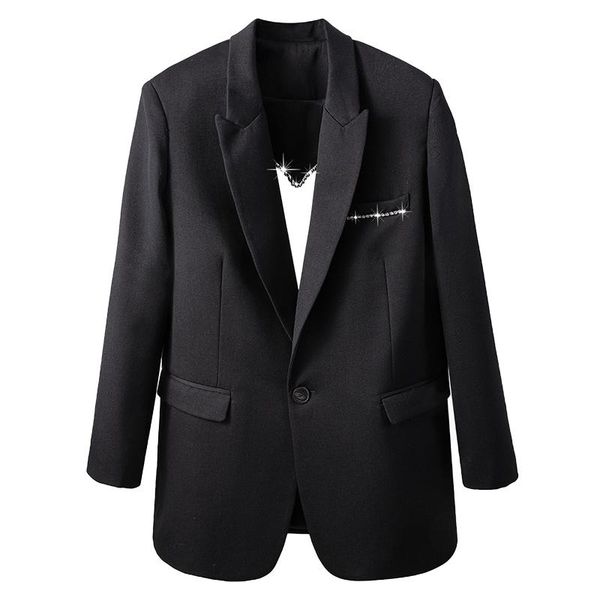 

tvvovvin women blazer diamond hollow out black women blazers jackets asymmetry casual loose womens blazers long sleeve 2020 p8g1, White;black