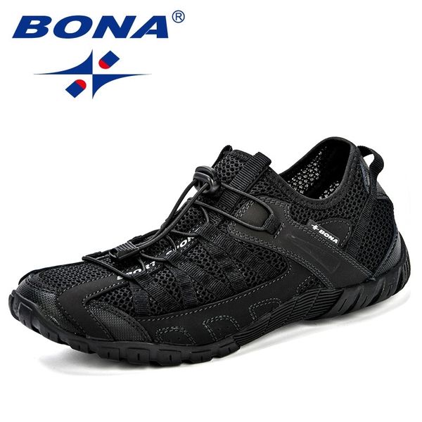 

bona summer sneakers breathable men casual shoes fashion men shoes tenis masculino adulto sapato masculino men leisure shoe y200104, Black