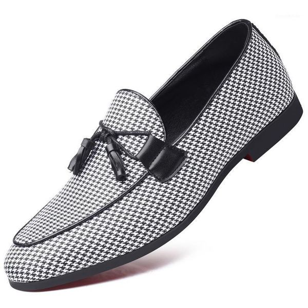 

dress shoes 2021 men fashion canvas business doug leather pointed toe classic wedding slip-on penny casual flat shoeszh1002371, Black