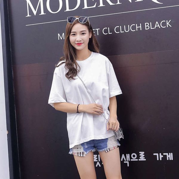 

short sleeve t-shirt women's summer printed couple's fashion label ins style large size loose women, Black;gray
