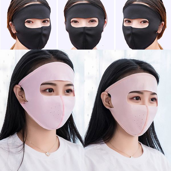 

silk face breathable full thin mask ice for women uv protection cycling solid color washable earloop respirator