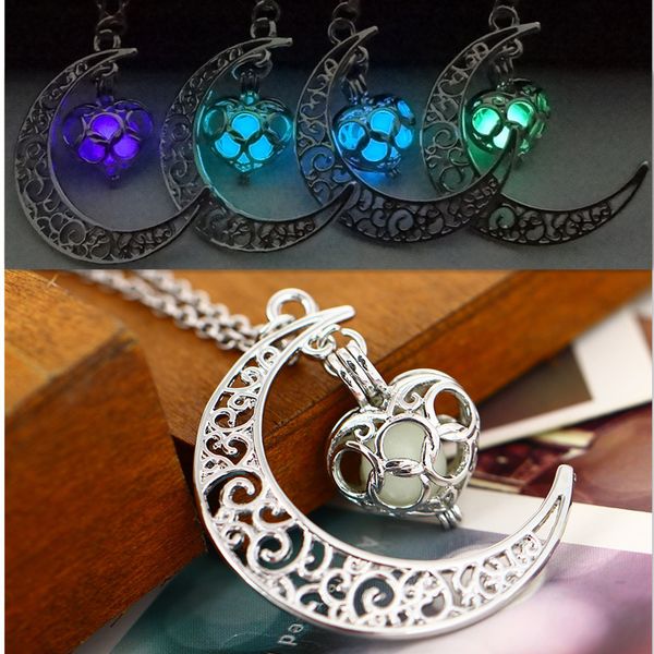 

the in moon glow heart noctilucence dark essential oil diffuser necklace lockets chains pendant jewlery for women drop s