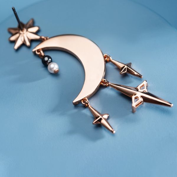 

luxury mysterious star moon blue crystal pearl earrings earrings female fashion swarovski elements classic earrings fashion design, Golden