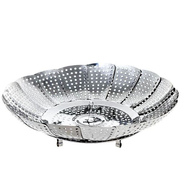 

expandable pannen kitchen tool s m l stainless steel folding dish steamer food basket mesh vegetable vapor co jllpat loveshop01