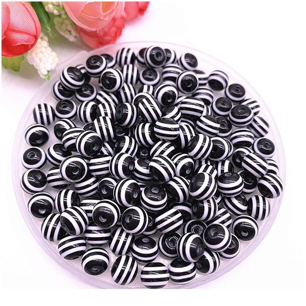 

new 6/8/10/12mm round resin beads stripe spacer beads for jewelry making children handcraft department diy bracelet acc qyleil, Crystal