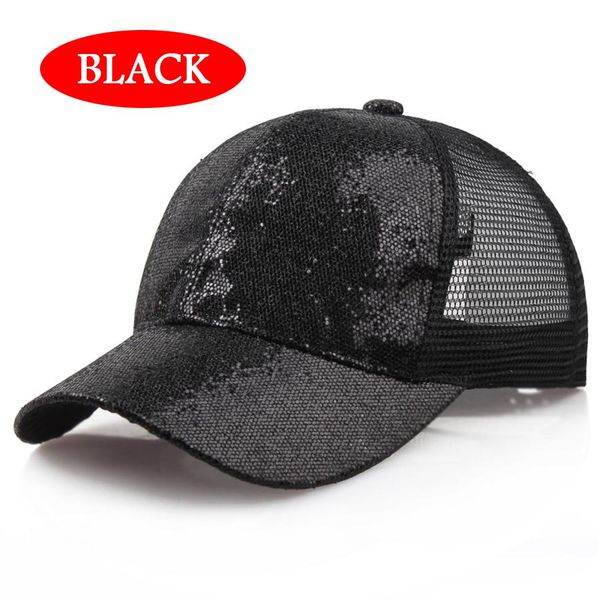 

2020 женские пайетка бейсболка бейсболка девушка грязная булочка snapback летние сетки шляпы случайные спортивные блестки шапка летняя шляпа, Black;white
