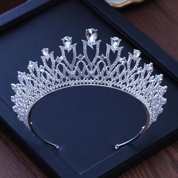 

hair clips & barrettes baroque luxury silver plated crystal wedding crown queen tiaras bride headband bridal accessories diadem mariage orna, Golden;silver