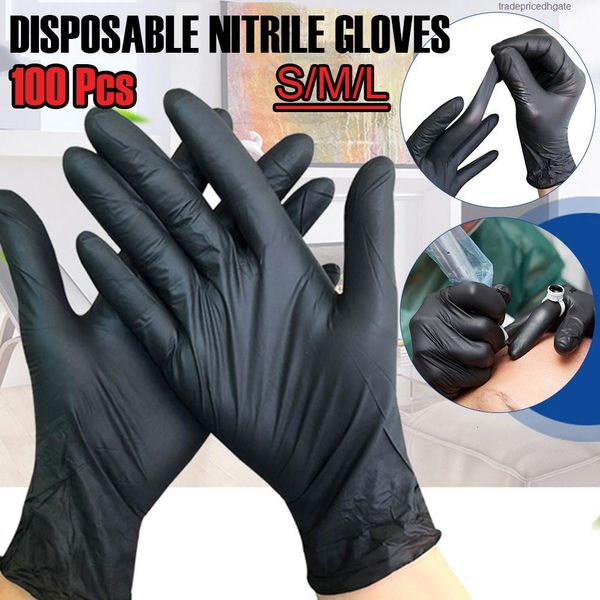 

factoryk3igdishwashing/kitchen/ disposable usa 100pcs latex /work/rubber/garden gloves black universal for lef