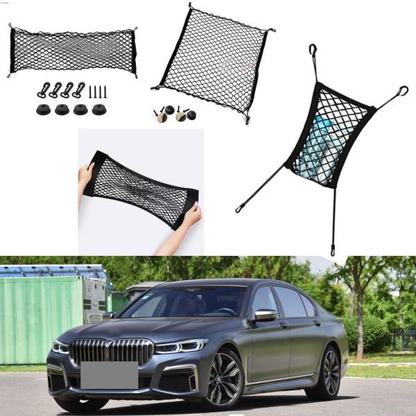 

for bmw 7series model auto car black rear trunk cargo baggage organizer storage nylon plain vertical seat net