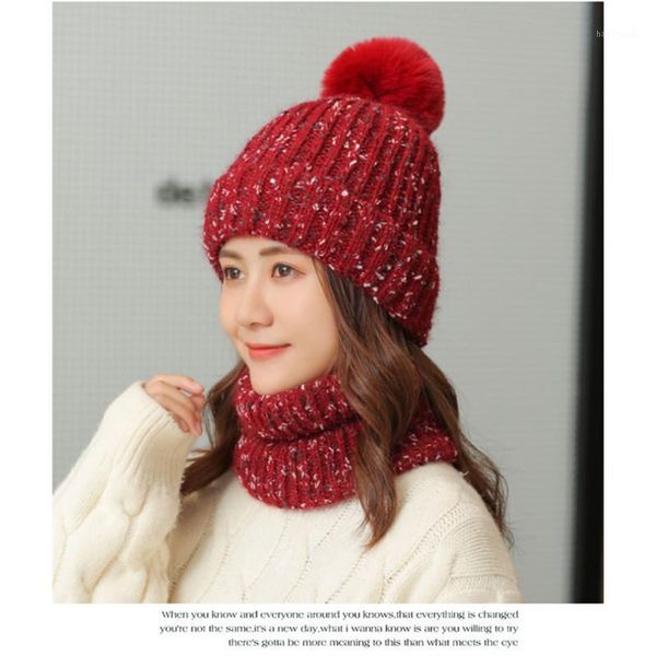 

cycling caps & masks 2pcs fashion ski cap and scarf set women winter warm hat knitted skullies beanies1, Black