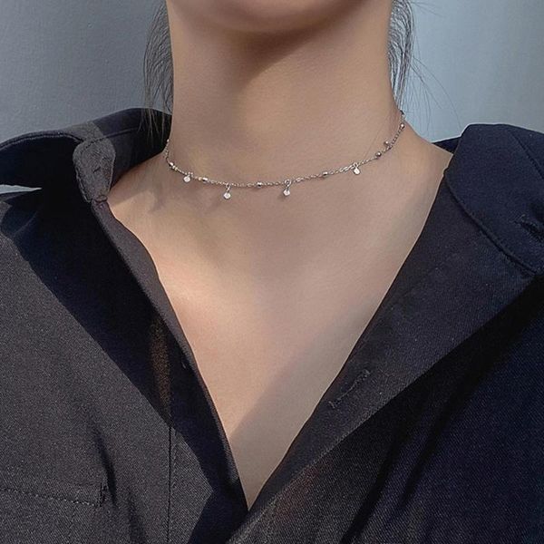 

chokers arrival elegant minimalist wafer tassel clavicle chain necklace cute geometric round choker women jewelry gift, Golden;silver
