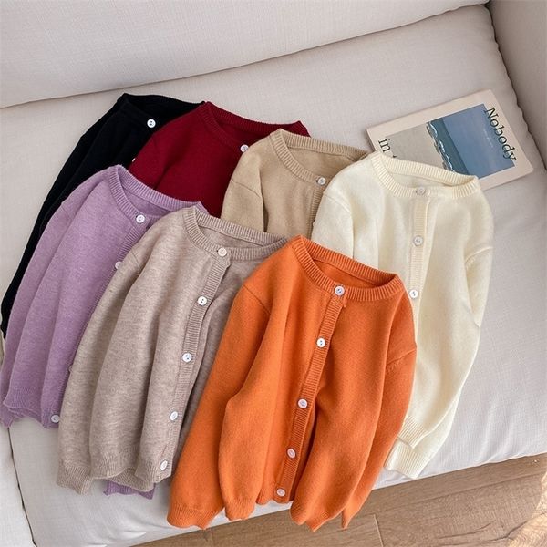 

autumn winter fashion girls soft knitting candy color sweaters kids casual all-match cardigan 201109, Blue