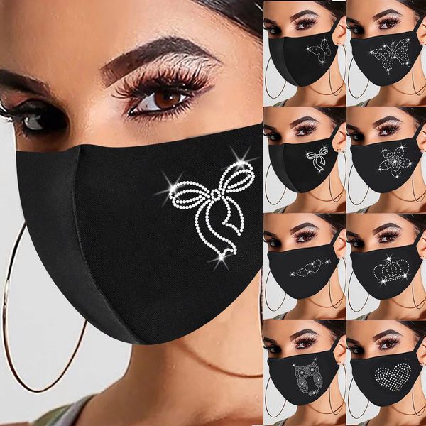 

unisexfactory zfashionable face mask 1pc diamond women's printing mouth caps washable protective fabric facial cotto