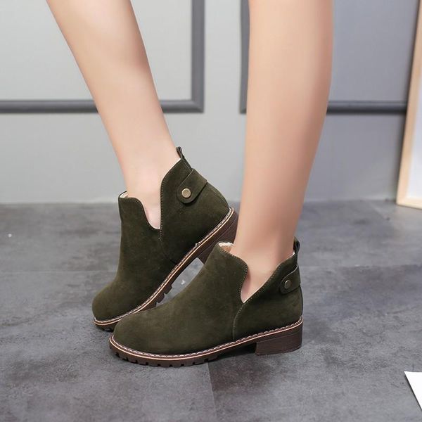 

fashion women winter boots suede slip on ankle boots lambswool motorcycle female warm fur plush insole women botas mujer99, Black