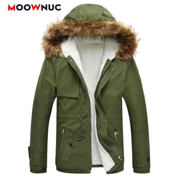 

men's down & parkas fashion coats windbreaker thick hombre winter jackets slim men's overcoat mid-long hats casual windproof moown, Black