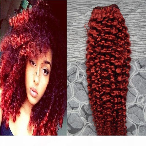 

red peruvian hair kinky curl weaves bundles 100g 1pcs peruvian virgin hair afro kinky curly human hair double weft quality,no shedding, Black